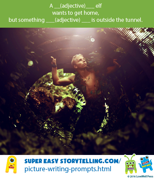 Picture story writing prompt about a trapped elf