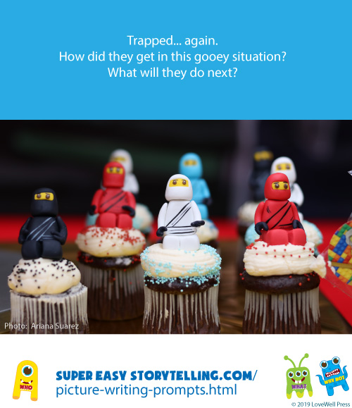 Picture story writing prompt about ninjas trapped in cupcakes
